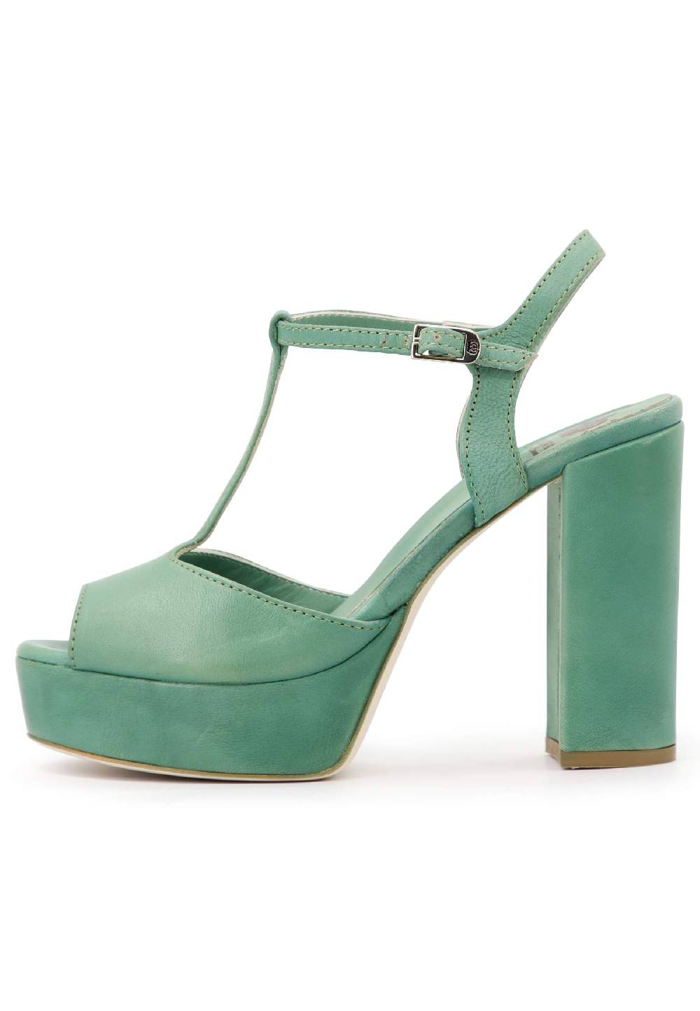 L'ARIANNA Sandali Ds7010 Donna In Pelle Verde Con Cinturino Tacco Alto E Plateau