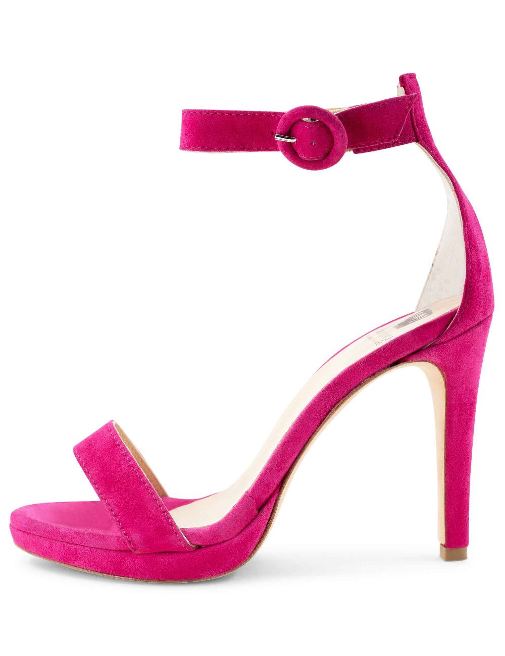 L'ARIANNA Sandali DS7016 Donna In Camoscio Fucsia Tacco Alto E Cinturino Alla Caviglia