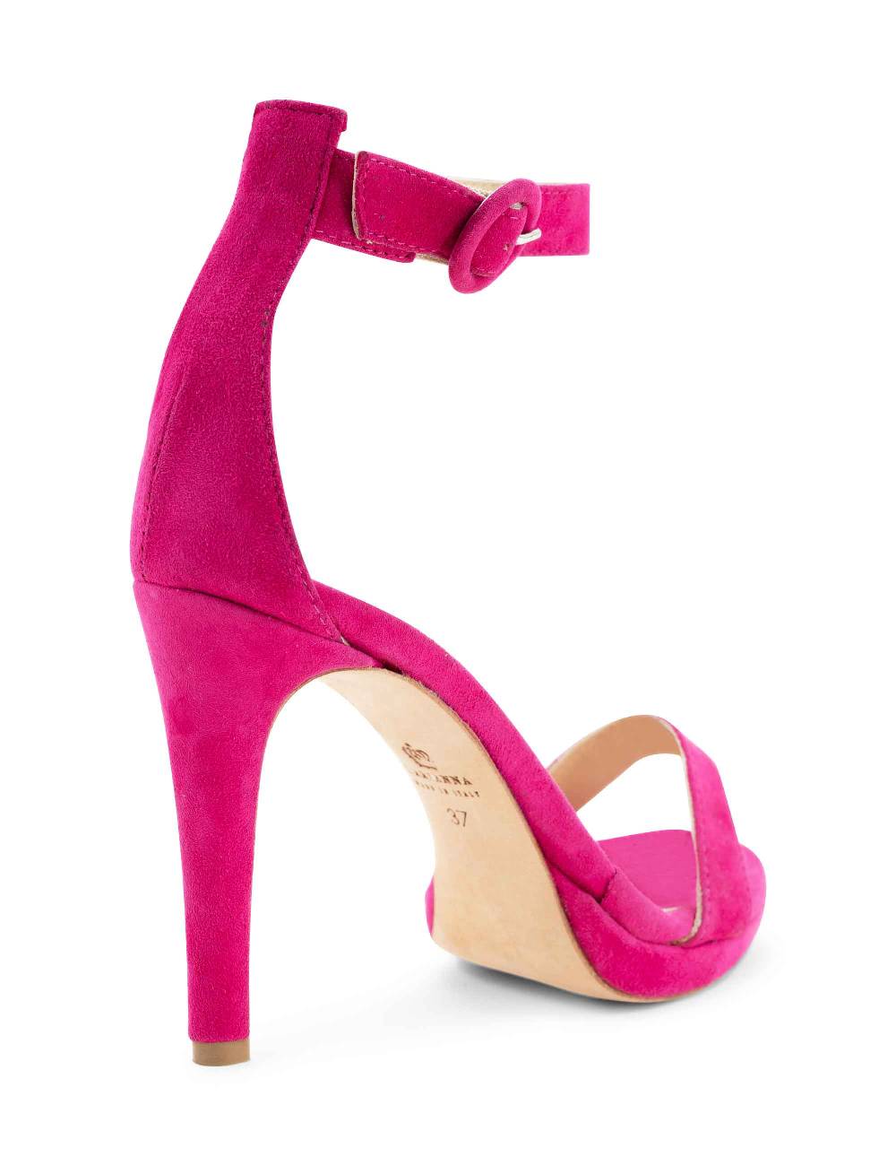 L'ARIANNA Sandali DS7016 Donna In Camoscio Fucsia Tacco Alto E Cinturino Alla Caviglia
