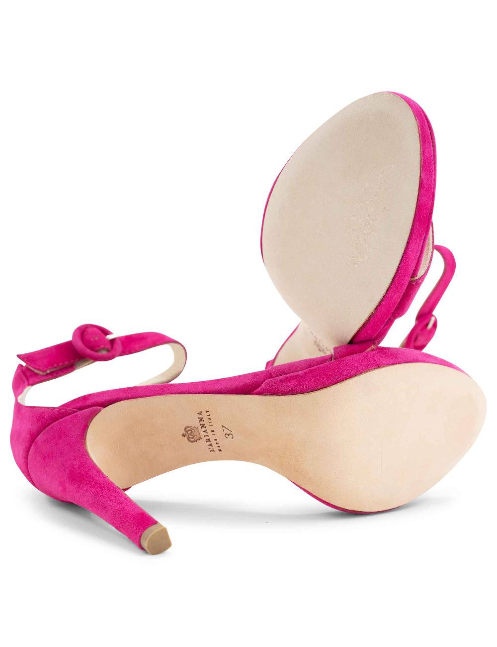 L'ARIANNA Sandali DS7016 Donna In Camoscio Fucsia Tacco Alto E Cinturino Alla Caviglia