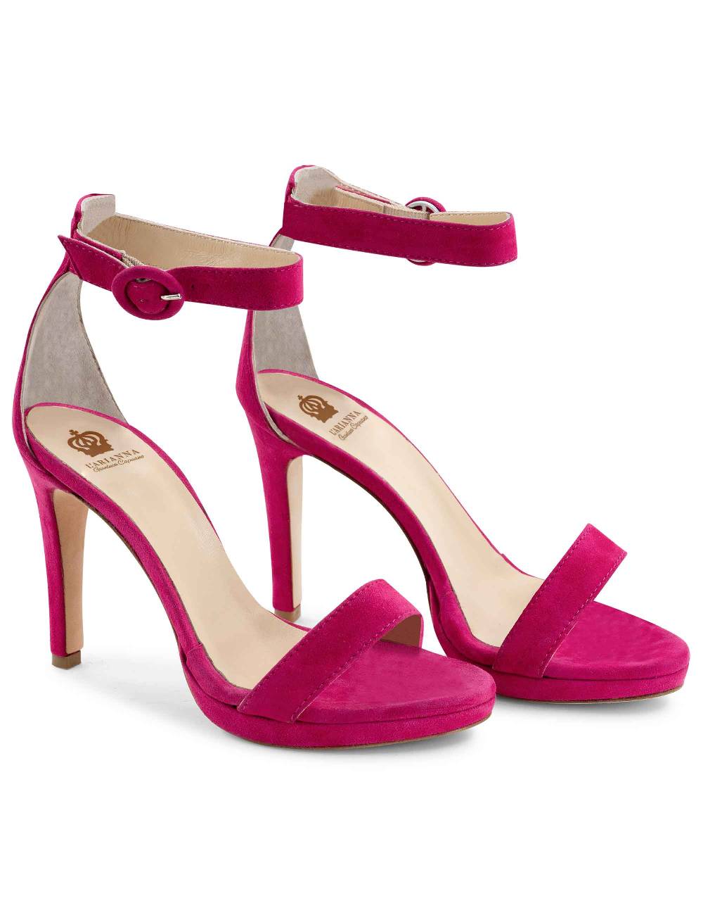 L'ARIANNA Sandali DS7016 Donna In Camoscio Fucsia Tacco Alto E Cinturino Alla Caviglia