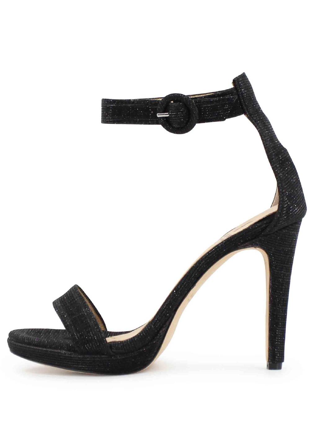 L'ARIANNA Sandali DS7016 Donna In Tessuto Luminor Blu Notte Tacco Alto E Cinturino Alla Caviglia