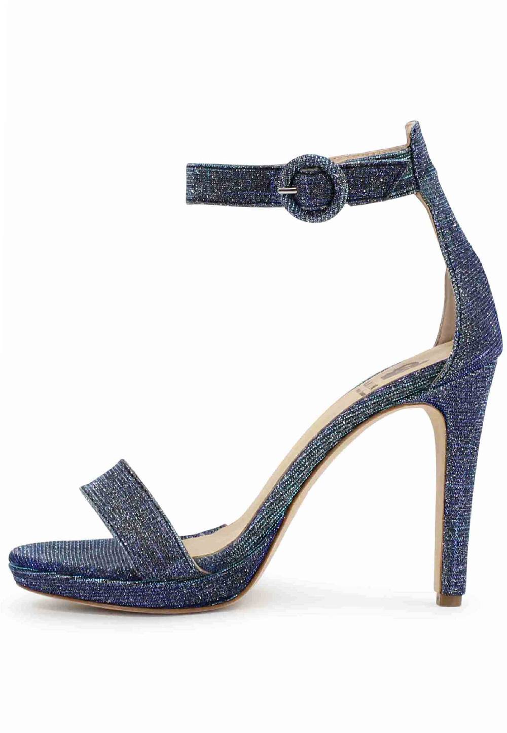 L'ARIANNA Sandali DS7016 Donna In Tessuto Luminor Jeans Tacco Alto E Cinturino Alla Caviglia