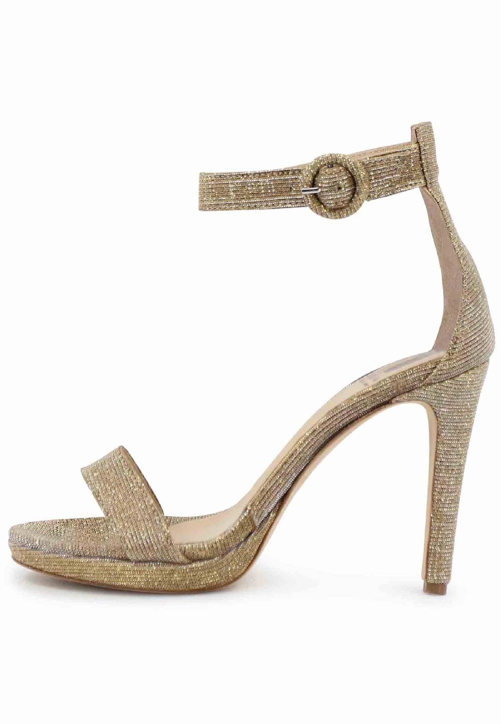 L'ARIANNA Sandali DS7016 Donna In Tessuto Lumonor Oro Tacco Alto E Cinturino Alla Caviglia