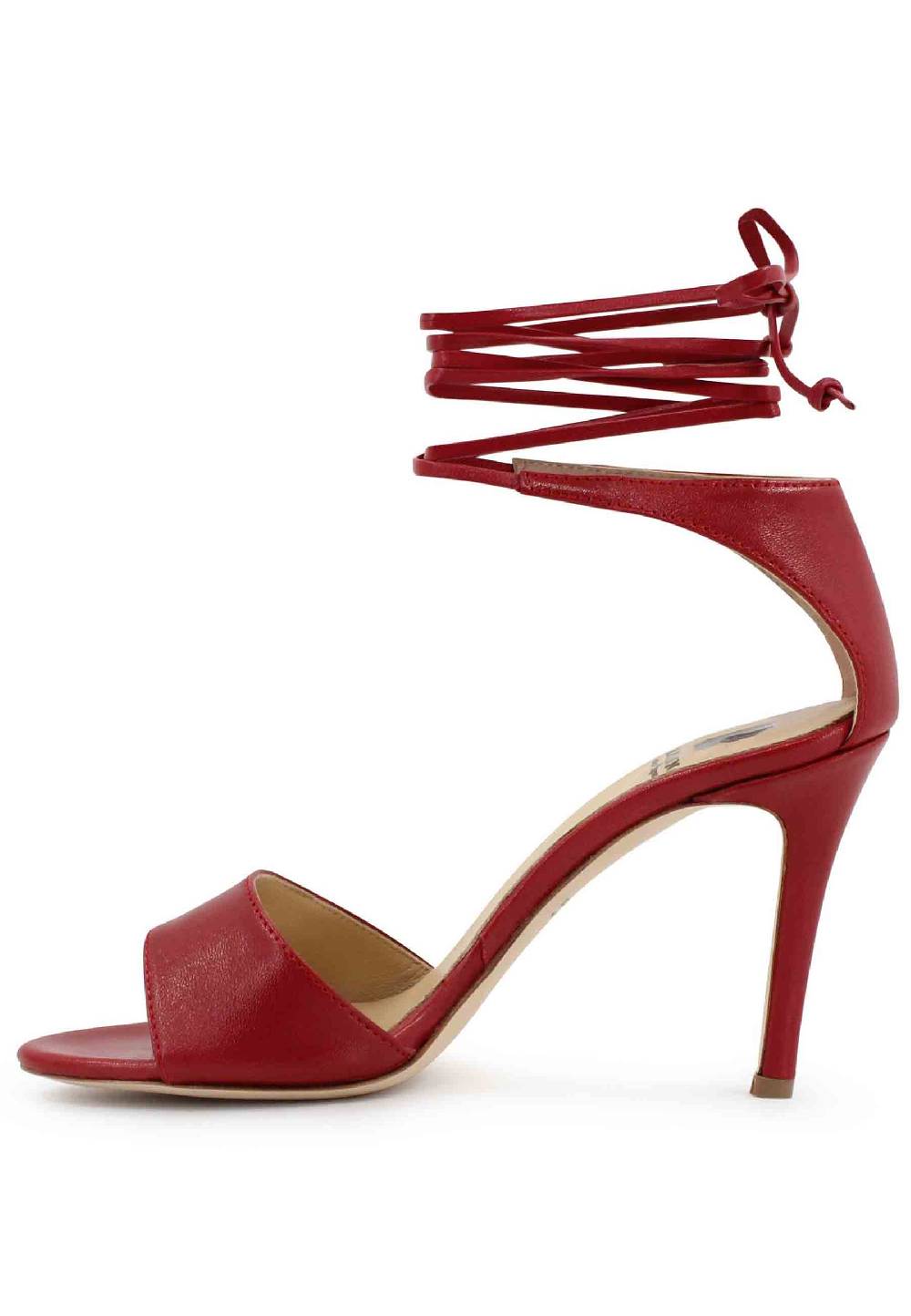 L'ARIANNA Sandali DS7042 Da Donna In Pelle Rosso Tacco Alto Con Tacco Alto E Laccetti Alla Caviglia