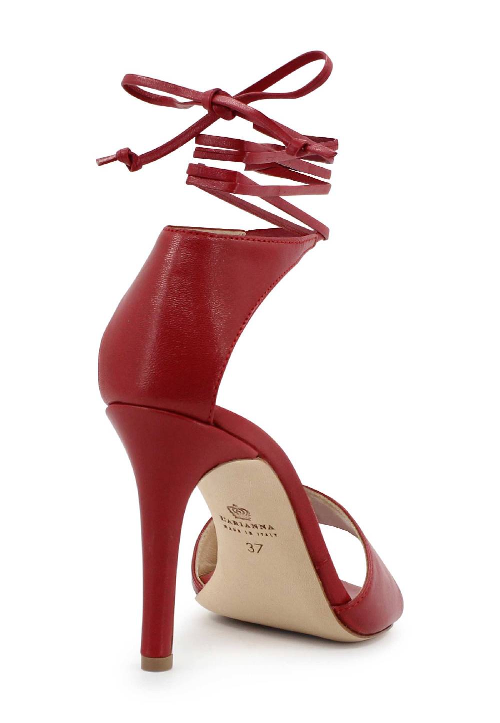 L'ARIANNA Sandali DS7042 Da Donna In Pelle Rosso Tacco Alto Con Tacco Alto E Laccetti Alla Caviglia