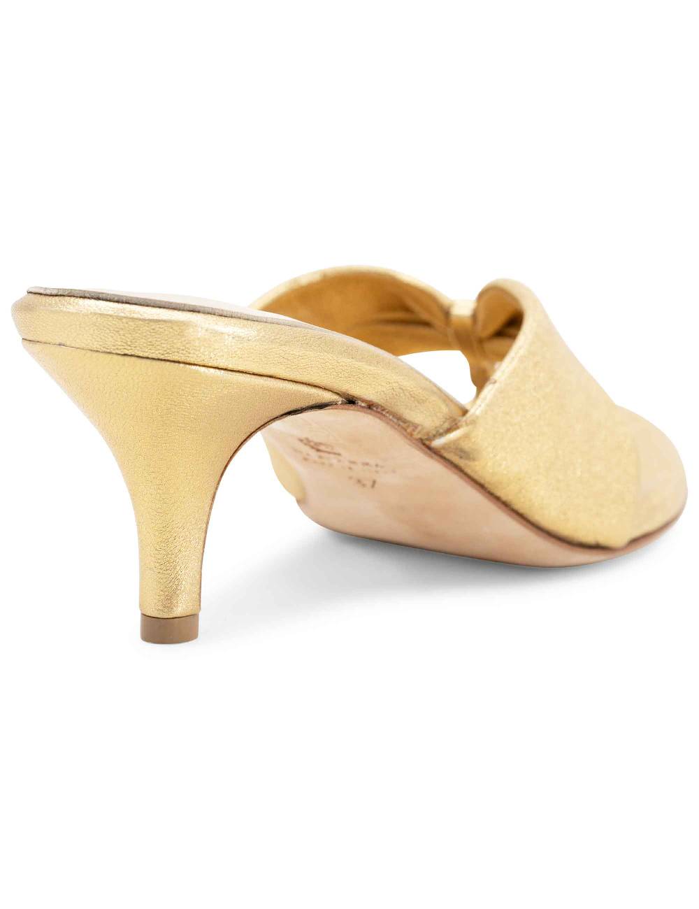 L'ARIANNA Sandali Ds7048 Donna In Pelle Lamin Oro Con Tacco Basso
