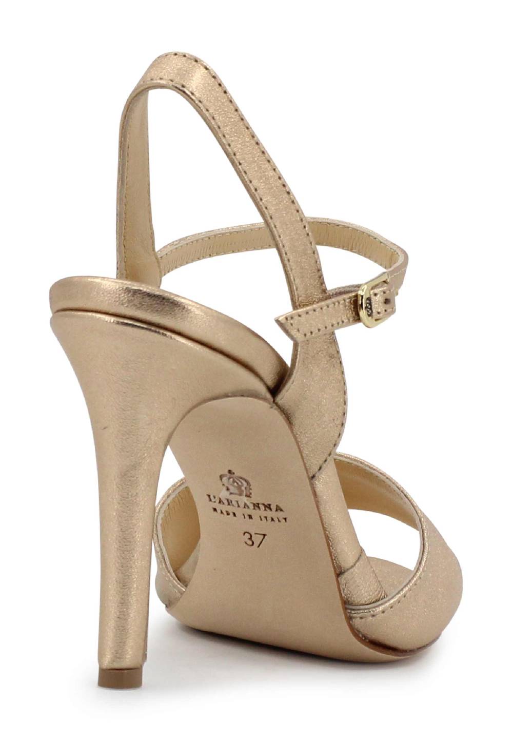 L'ARIANNA Sandali DS7053 Donna In Pelle Laminata Nude Con Tacco Alto E Cinturino Alla Caviglia