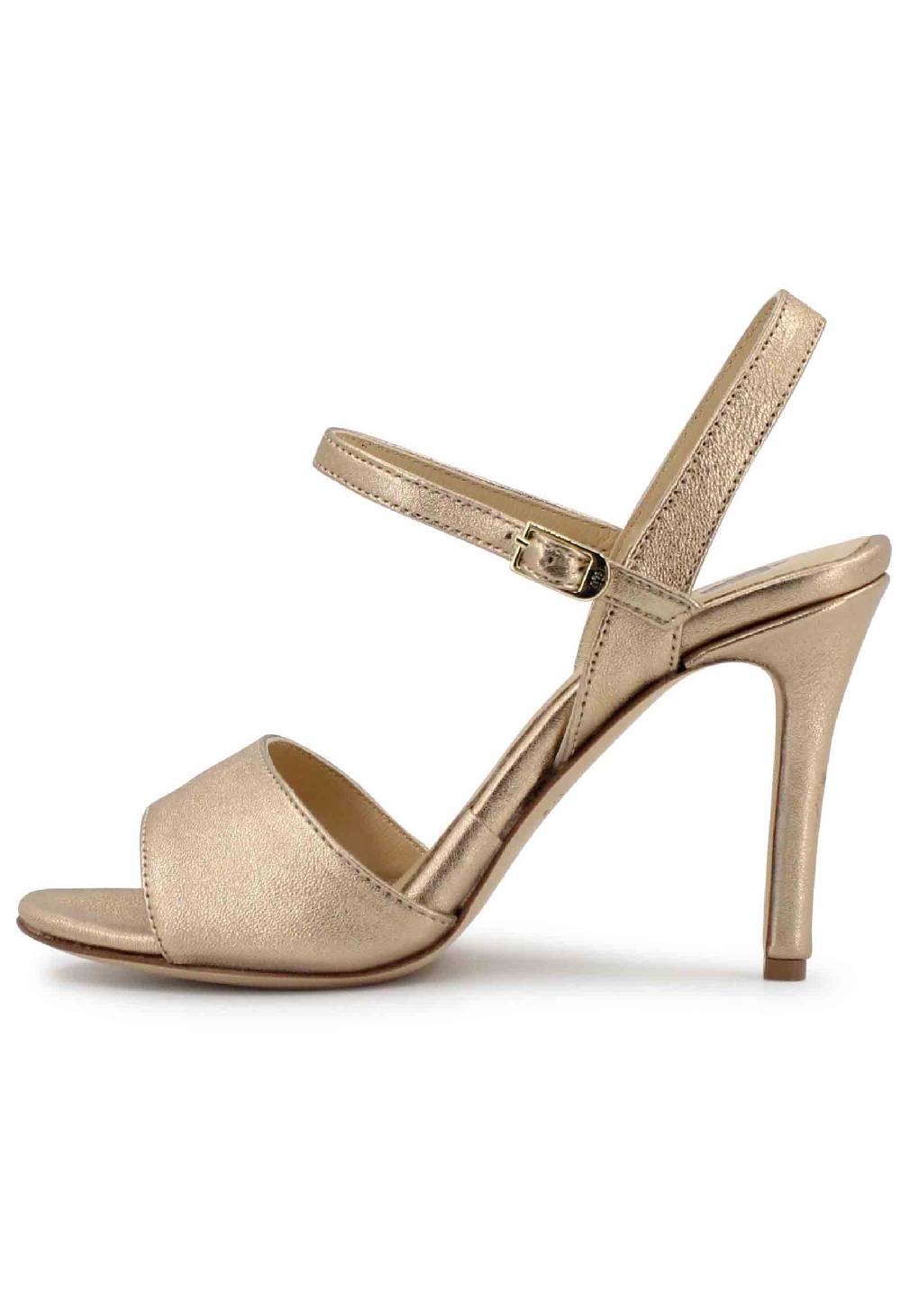 L'ARIANNA Sandali DS7053 Donna In Pelle Laminata Nude Con Tacco Alto E Cinturino Alla Caviglia