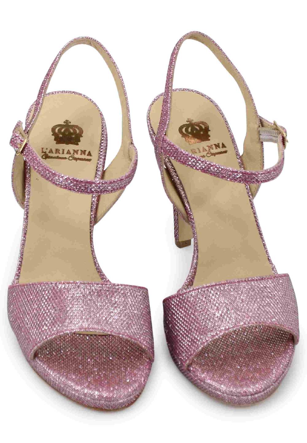 L'ARIANNA Sandali DS7055 Donna In Glitter Rosa Con Tacco Alto A Spillo