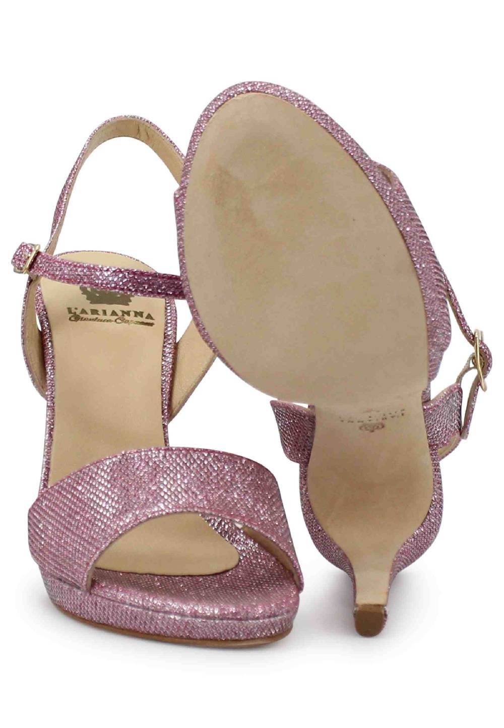 L'ARIANNA Sandali DS7055 Donna In Glitter Rosa Con Tacco Alto A Spillo