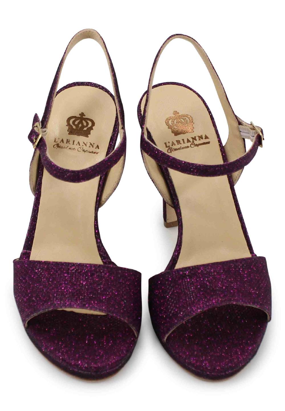 L'ARIANNA Sandali DS7055 Donna In Glitter Viola Con Tacco Alto A Spillo