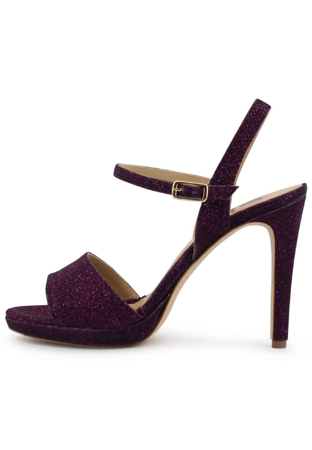 L'ARIANNA Sandali DS7055 Donna In Glitter Viola Con Tacco Alto A Spillo