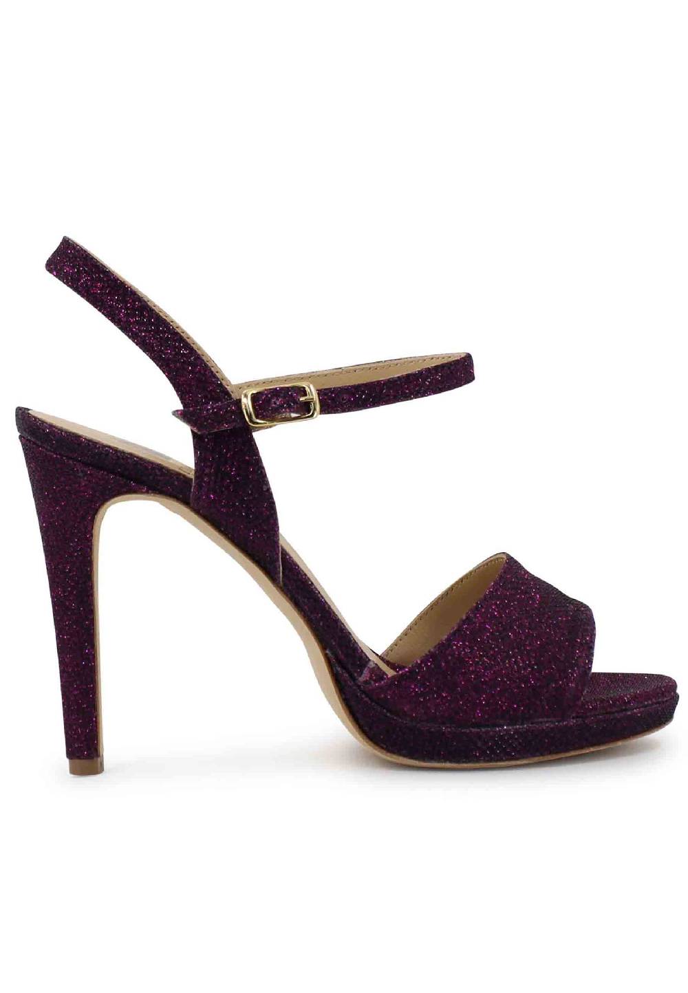 L'ARIANNA Sandali DS7055 donna in glitter viola con tacco alto a spillo