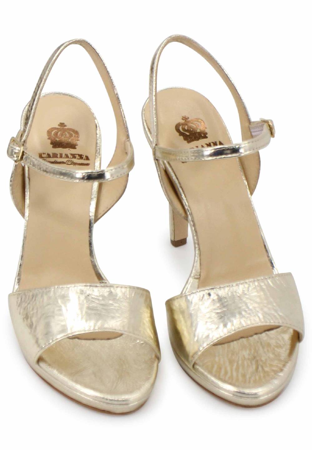 L'ARIANNA Sandali DS7055 Donna In Pelle Oro Con Tacco Alto A Spillo