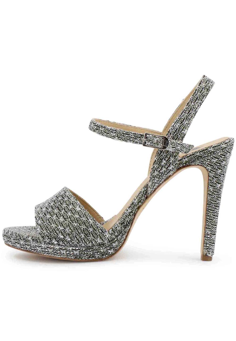 L'ARIANNA Sandali DS7055 Donna In Tessuto Argento Con Tacco Alto A Spillo