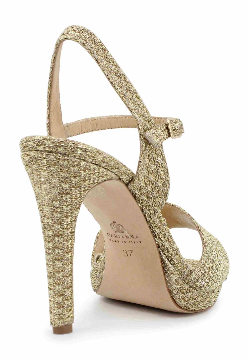 L'ARIANNA Sandali DS7055 Donna In Tessuto Oro Con Tacco Alto A Spillo