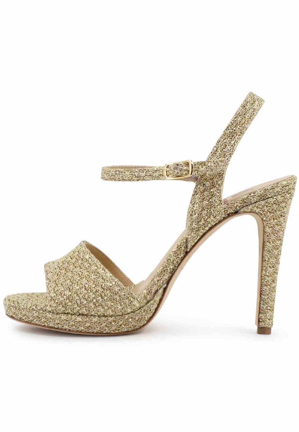 L'ARIANNA Sandali DS7055 Donna In Tessuto Oro Con Tacco Alto A Spillo