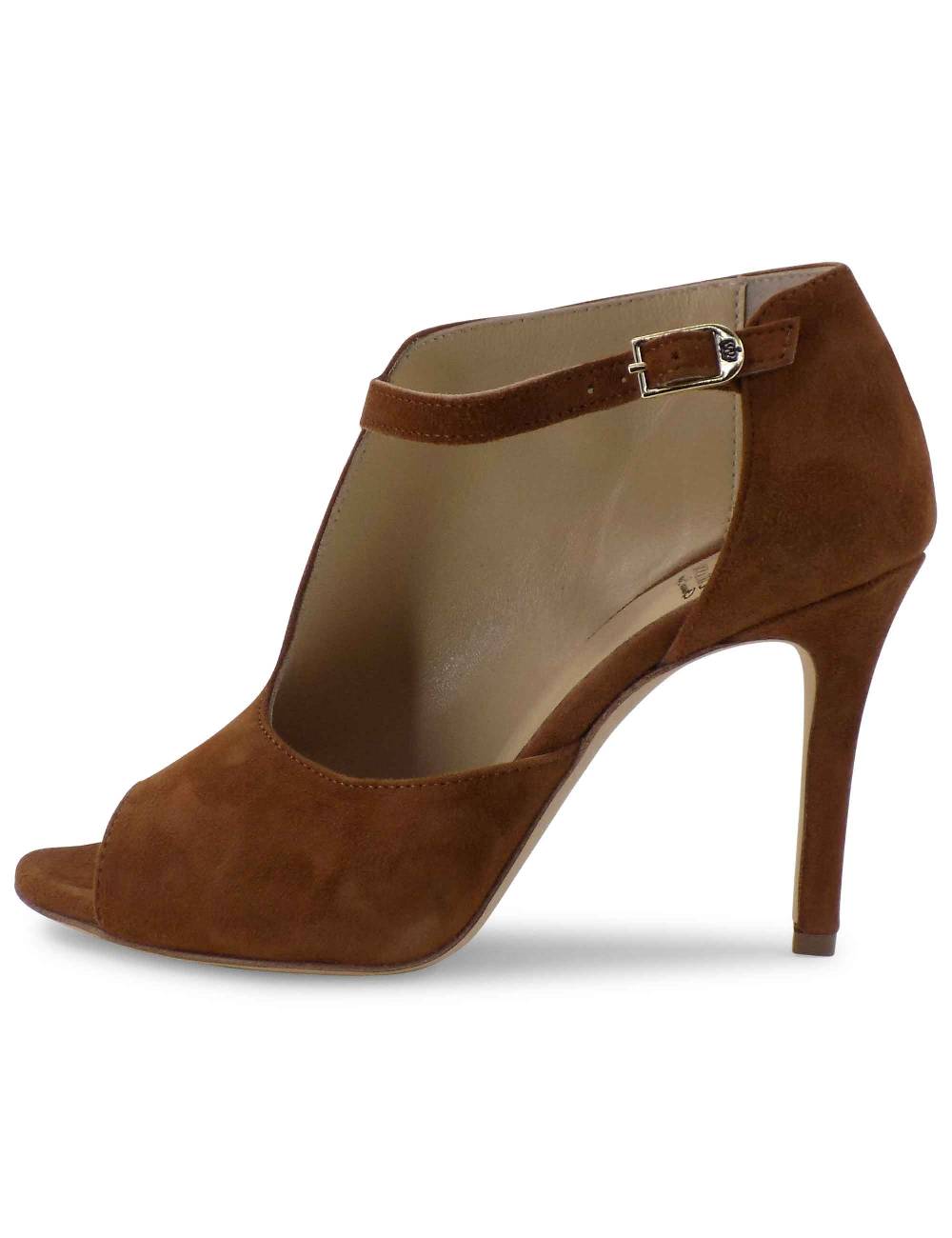 L'ARIANNA Sandali Open Toe Sp8000 Donna In Camoscio Color Cuoio Tacco Alto