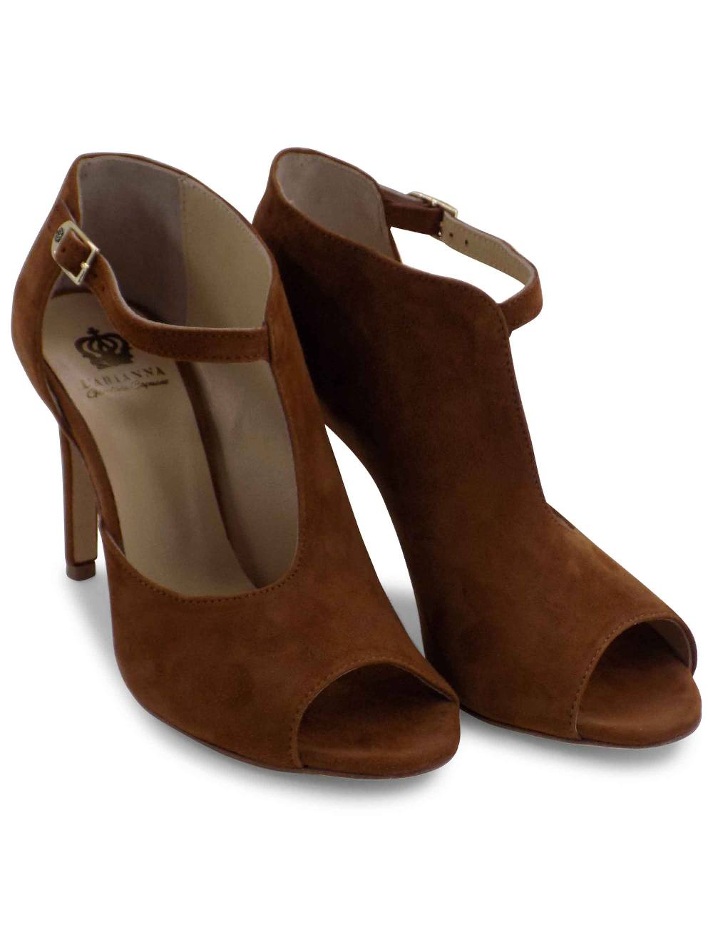 L'ARIANNA Sandali Open Toe Sp8000 Donna In Camoscio Color Cuoio Tacco Alto