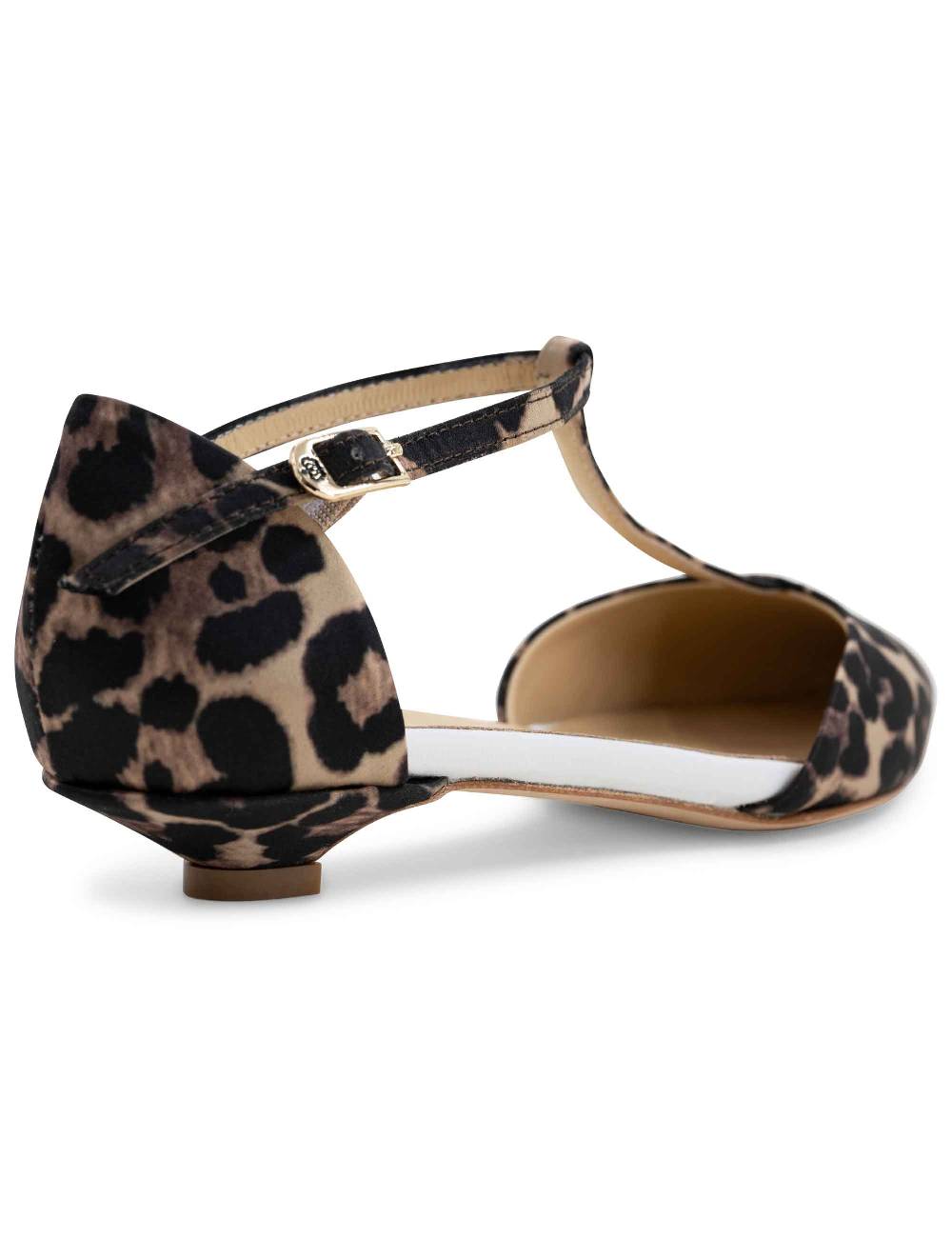 L'ARIANNA Sandali Tg1110 Donna In Raso Animalier E Pelle Bianca Con Tacco Basso E Cinturino