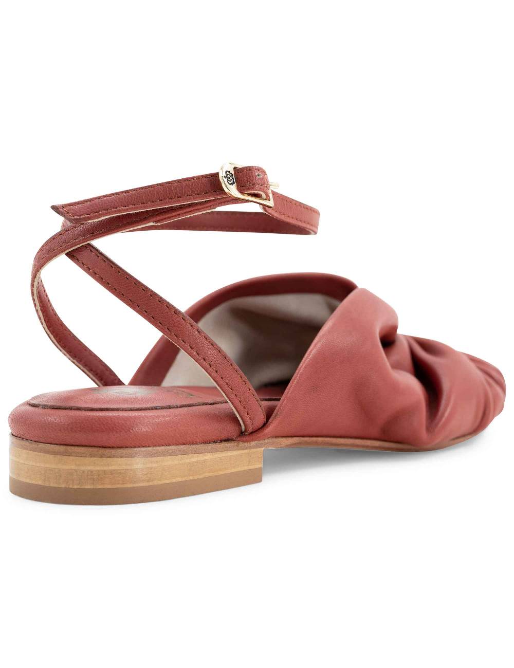 L'ARIANNA Sandalo Sp1512 Da Donna In Pelle Color Mattone, Plissè E Laccio Alla Caviglia