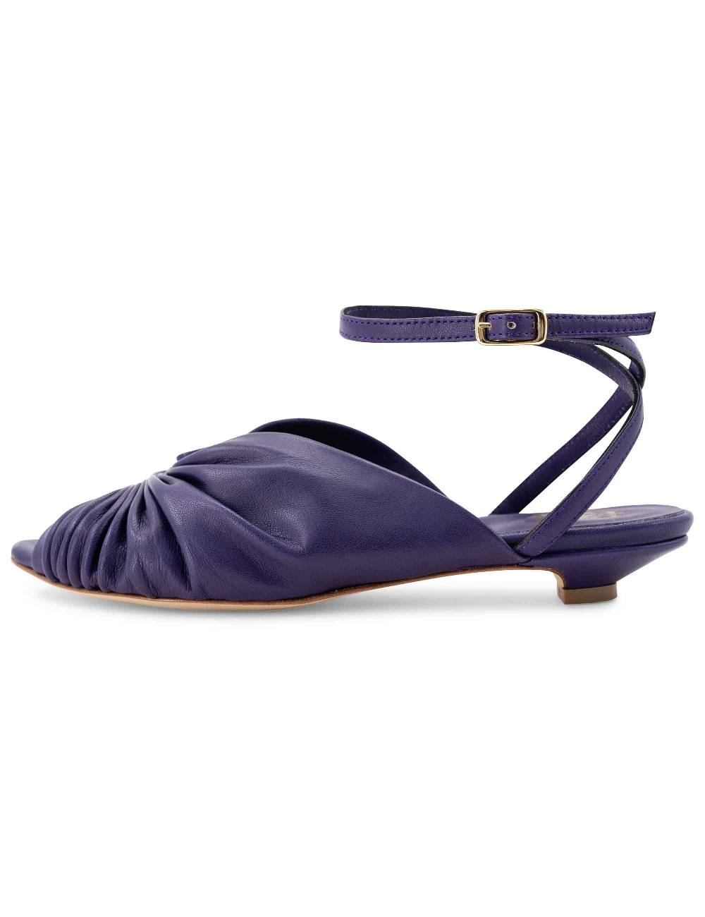 L'ARIANNA Sandalo Sp1596 Da Donna In Pelle Color Viola Plissè E Cintuirno Alla Caviglia