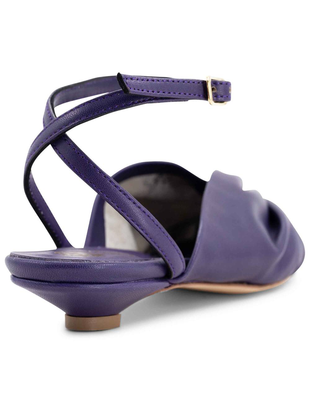 L'ARIANNA Sandalo Sp1596 Da Donna In Pelle Color Viola Plissè E Cintuirno Alla Caviglia