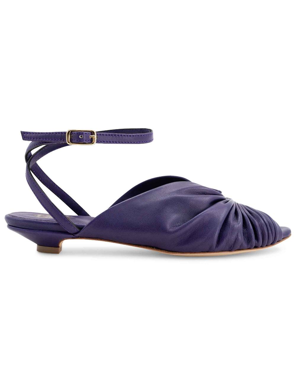 L'ARIANNA sandalo sp1596 da donna in pelle color viola plissè e cintuirno alla caviglia