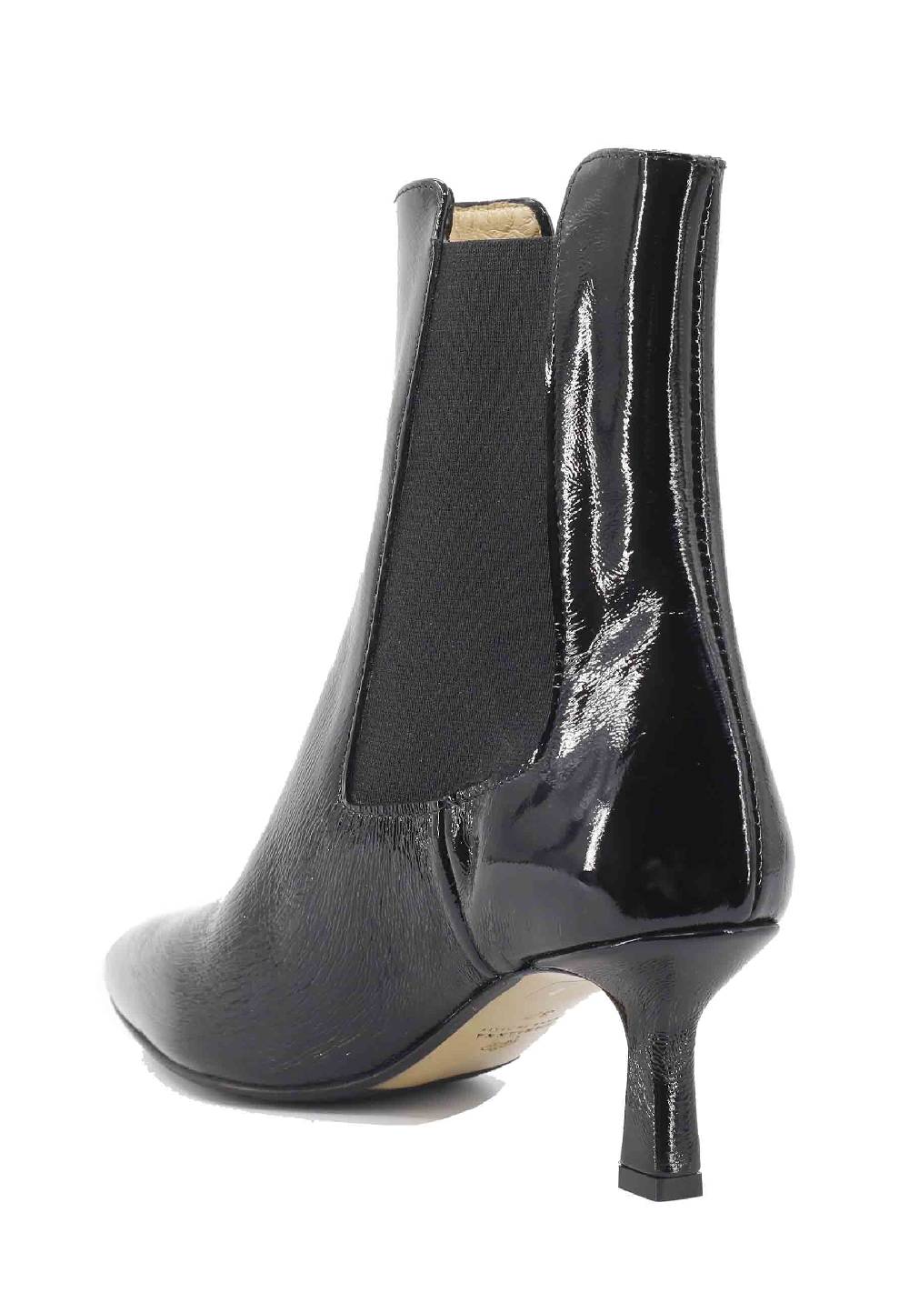 L'ARIANNA Stivaletti Beatles BT 1552/RT In Naplack Nero Con Tacco Medio E Punta A Punta