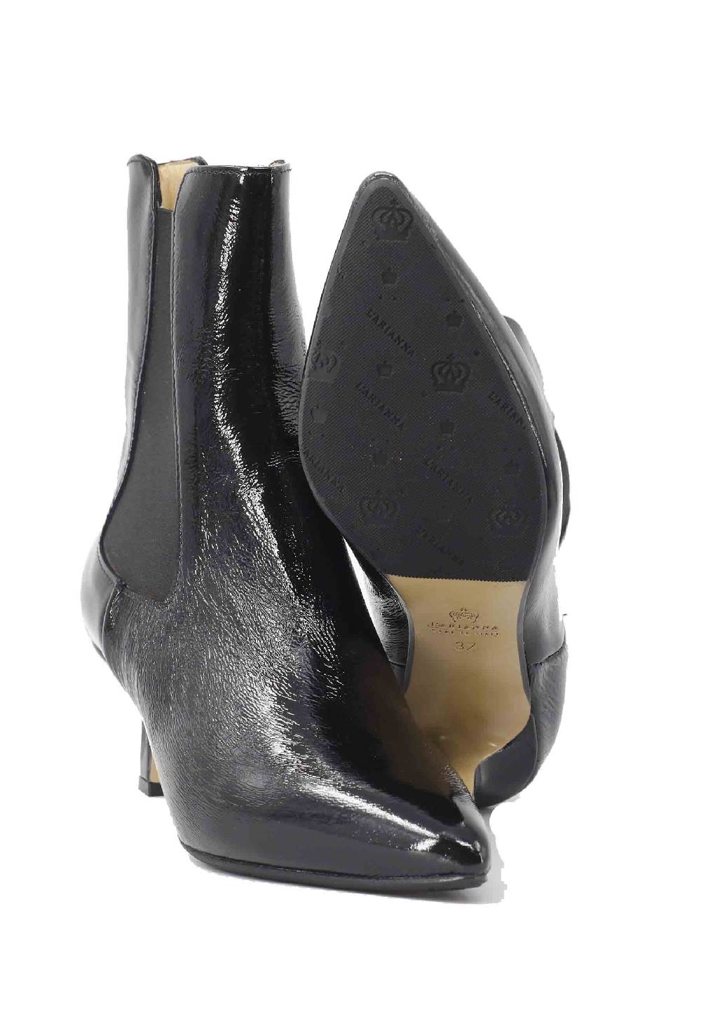 L'ARIANNA Stivaletti Beatles BT 1552/RT In Naplack Nero Con Tacco Medio E Punta A Punta