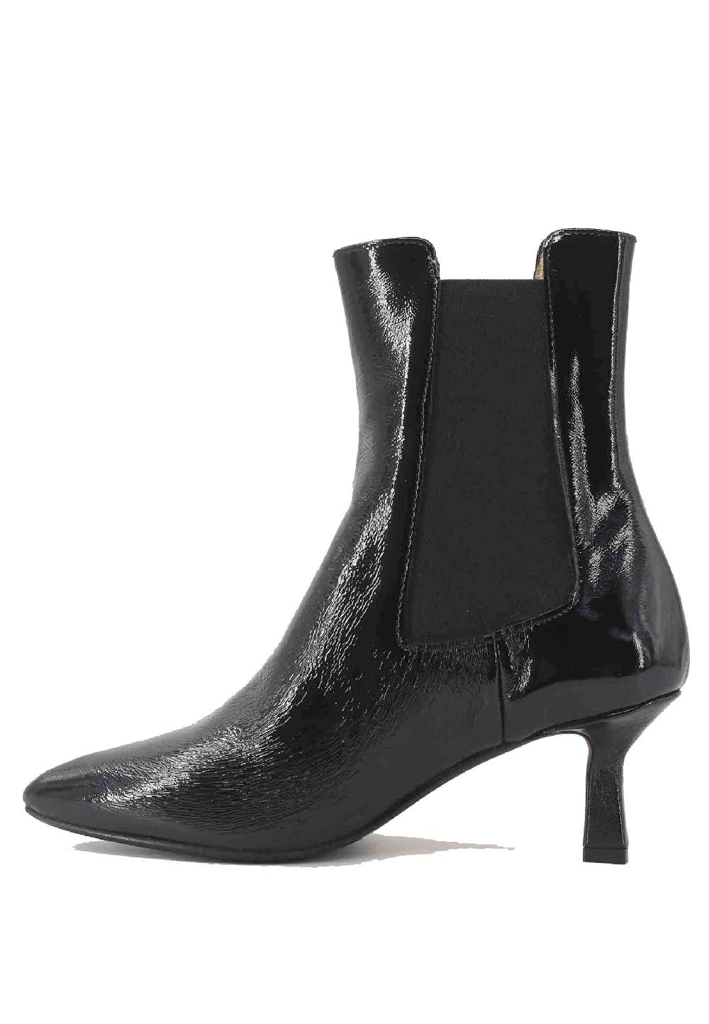 L'ARIANNA Stivaletti Beatles BT 1552/RT In Naplack Nero Con Tacco Medio E Punta A Punta