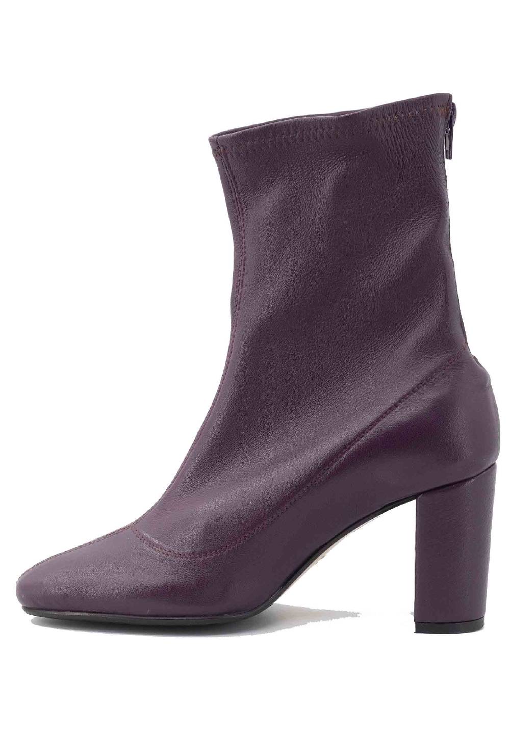 L'ARIANNA Stivaletti EL3002 In Pelle Elasticizzata Prugna Con Tacco Alto