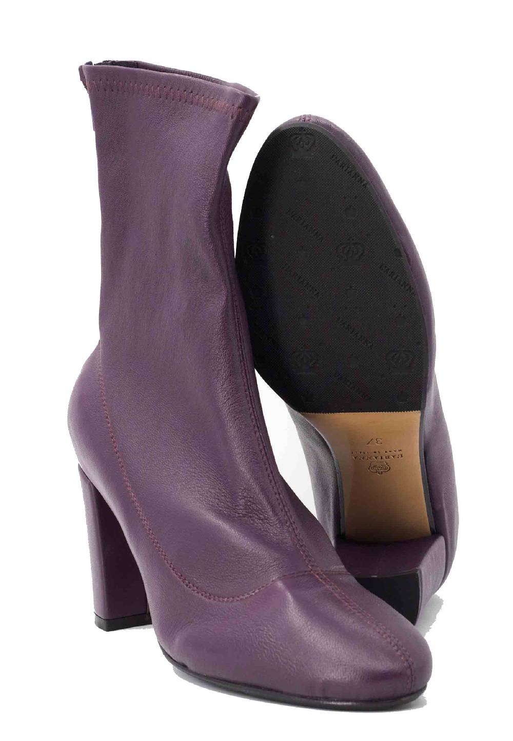 L'ARIANNA Stivaletti EL3002 In Pelle Elasticizzata Prugna Con Tacco Alto