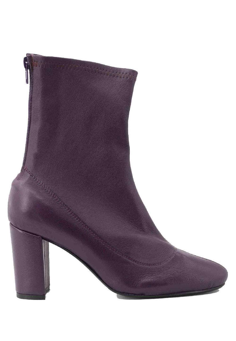 L'ARIANNA Stivaletti EL3002 in pelle elasticizzata prugna con tacco alto