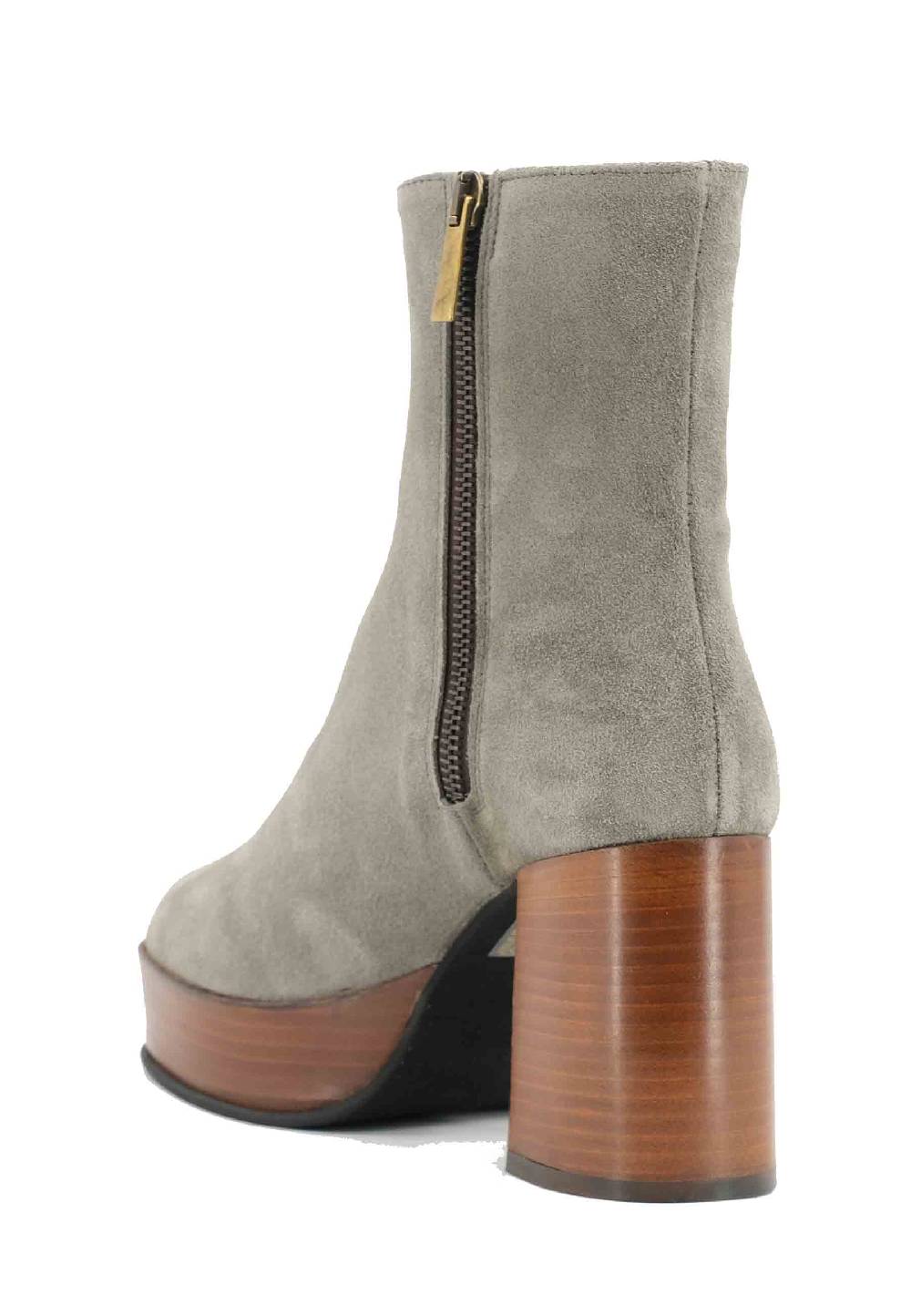 L'ARIANNA Stivaletti TR1556 In Camoscio Grigio Con Tacco Alto E Plateau Con Zip Laterale Di Chiusura
