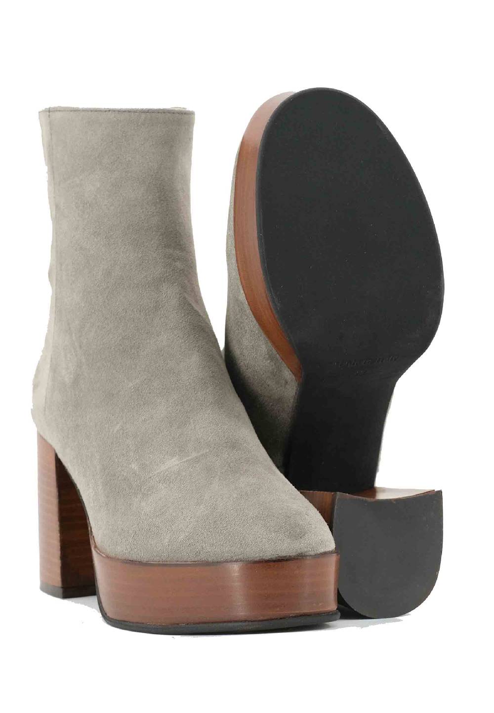 L'ARIANNA Stivaletti TR1556 In Camoscio Grigio Con Tacco Alto E Plateau Con Zip Laterale Di Chiusura