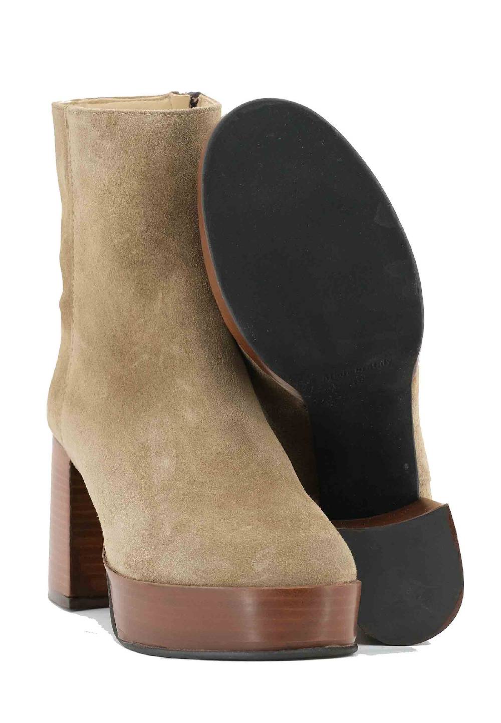 L'ARIANNA Stivaletti TR1556 In Camoscio Verde Con Tacco Alto E Plateau Con Zip Laterale Di Chiusura