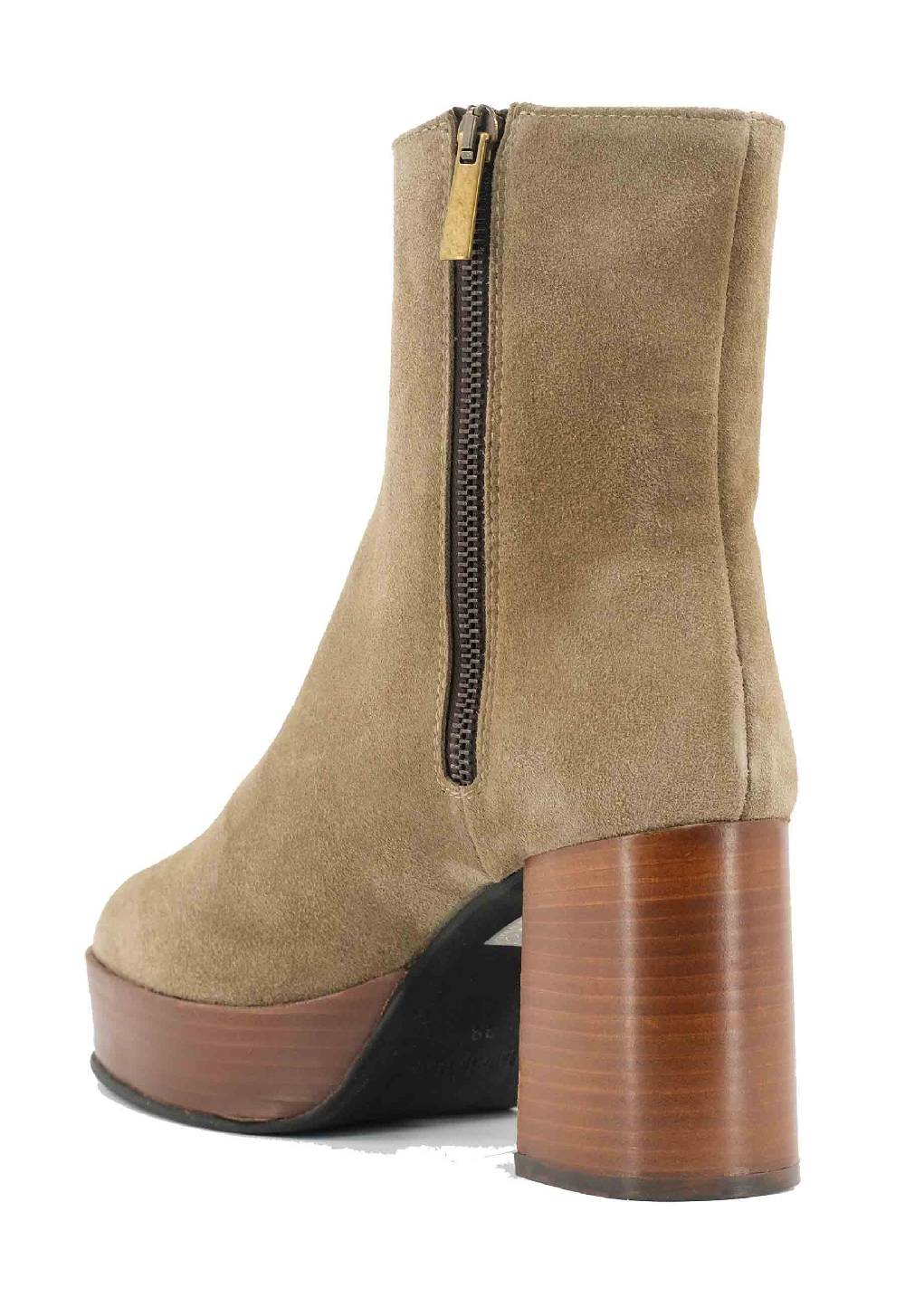 L'ARIANNA Stivaletti TR1556 In Camoscio Verde Con Tacco Alto E Plateau Con Zip Laterale Di Chiusura