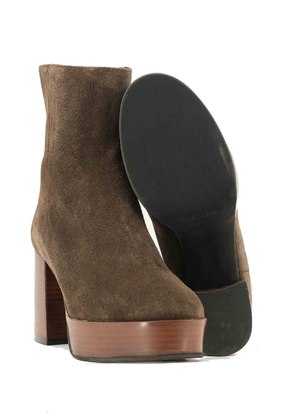 L'ARIANNA Stivaletti TR1556 In Camsocio Marrone Con Tacco Alto E Plateau Con Zip Laterale Di Chiusura