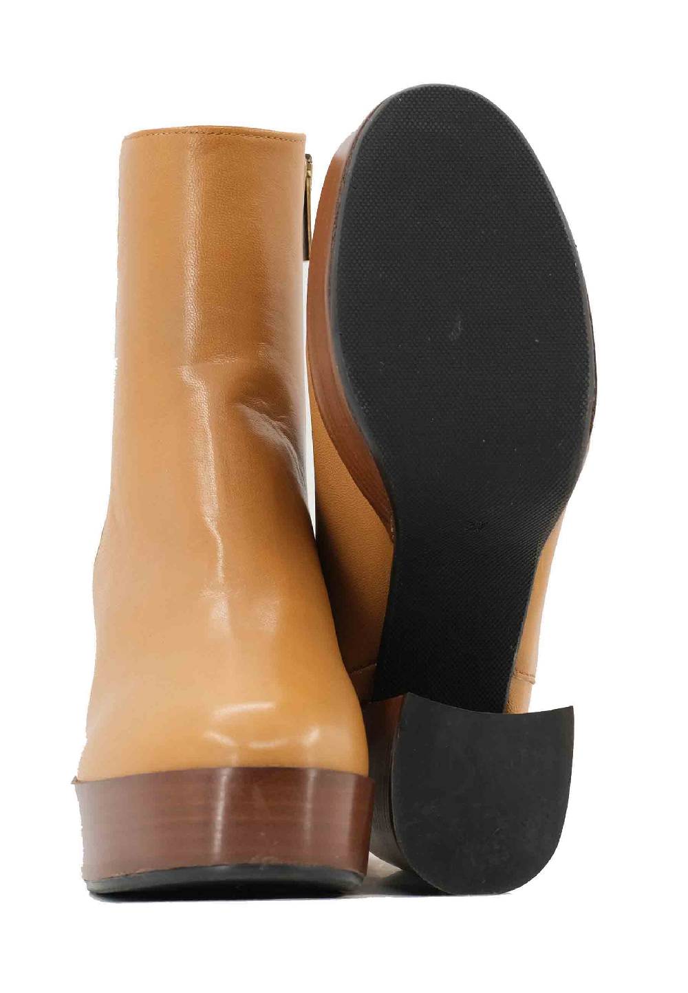 L'ARIANNA Stivaletti TR1556 In Pelle Senape Con Tacco Alto E Plateau Con Zip Laterale Di Chiusura