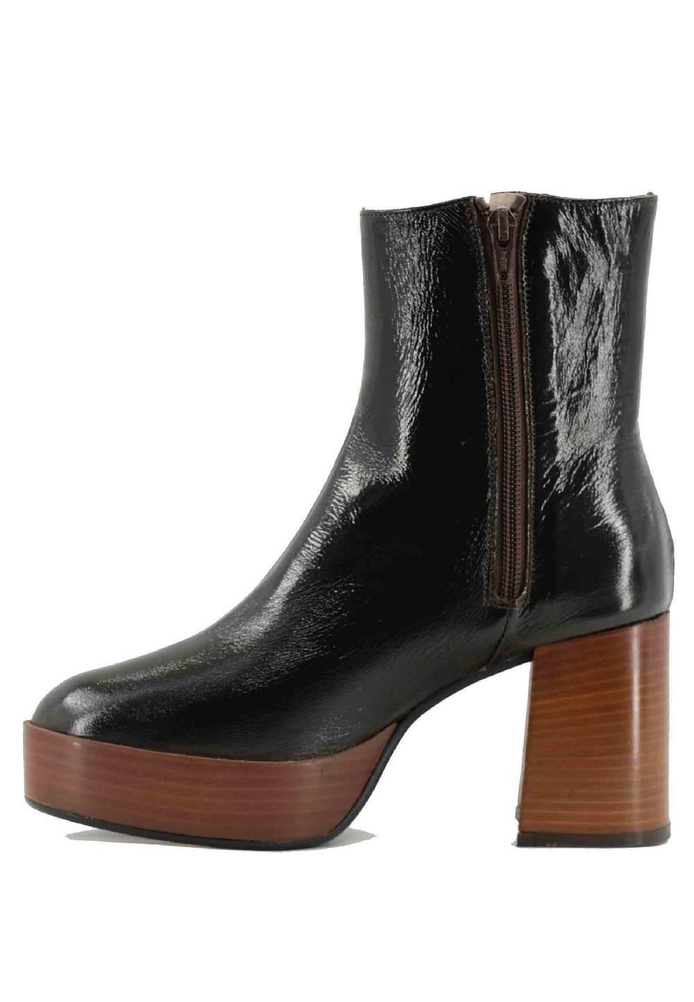 L'ARIANNA Stivaletti TR1556 In Pelle Testa Di Moro Con Tacco Alto E Plateau Con Zip Laterale Di Chiusura