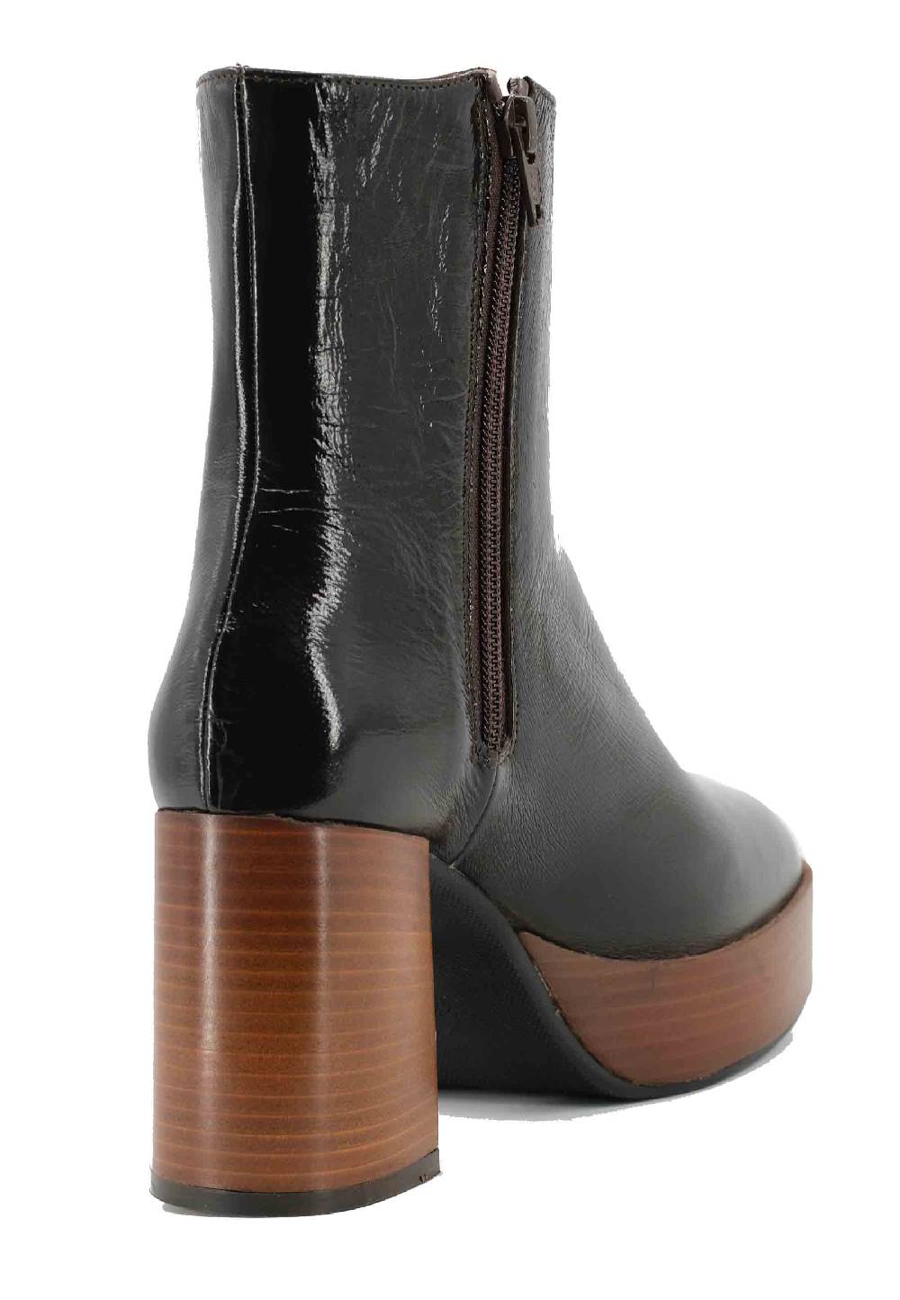 L'ARIANNA Stivaletti TR1556 In Pelle Testa Di Moro Con Tacco Alto E Plateau Con Zip Laterale Di Chiusura