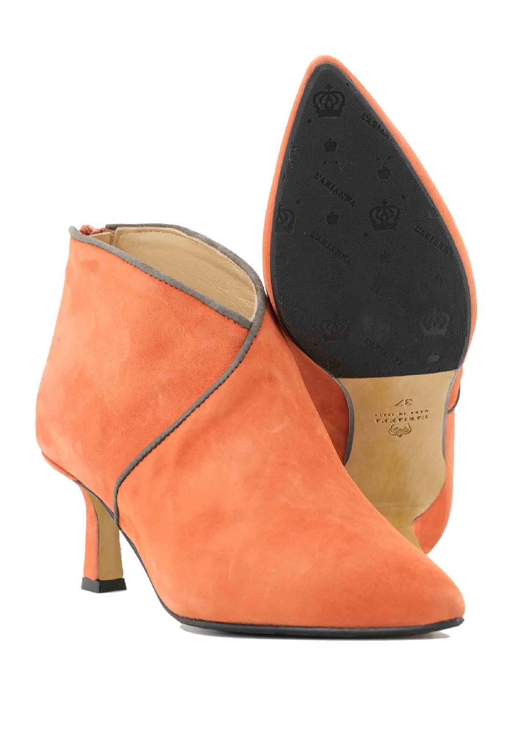 L'ARIANNA Stivaletti TR1662/RT In Camoscio Arancione Con Zip Posteriore