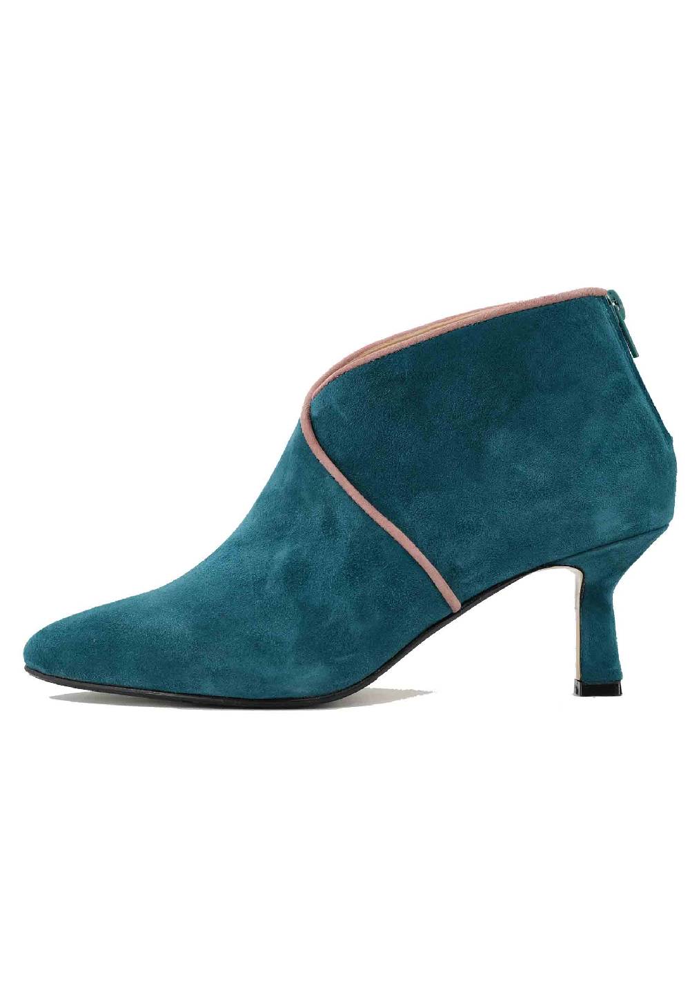 L'ARIANNA Stivaletti TR1662/RT In Camoscio Blu Oceano Con Zip Posteriore