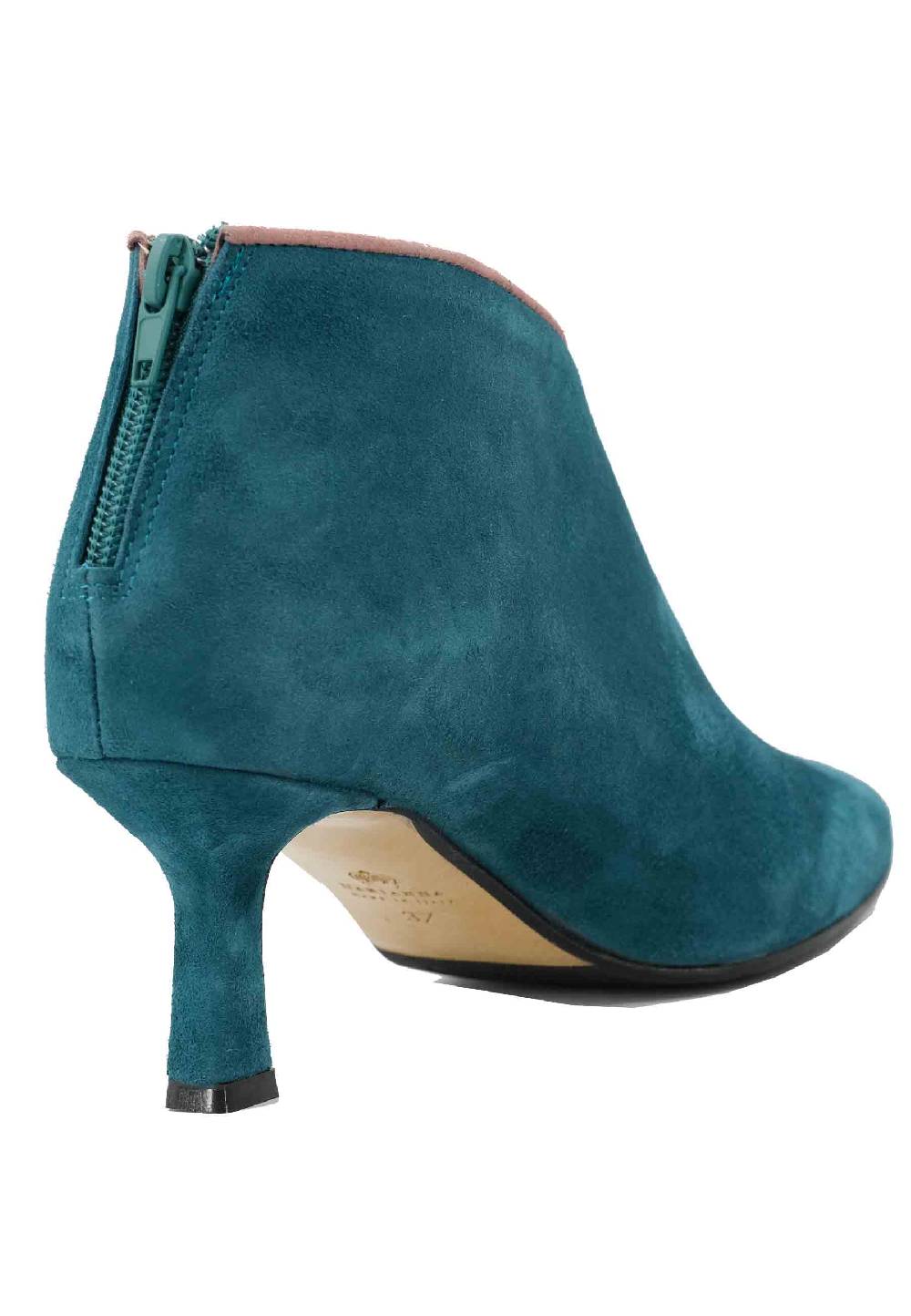 L'ARIANNA Stivaletti TR1662/RT In Camoscio Blu Oceano Con Zip Posteriore