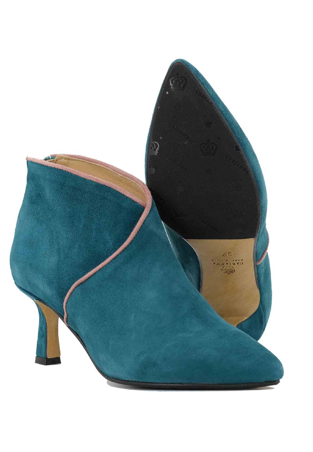 L'ARIANNA Stivaletti TR1662/RT In Camoscio Blu Oceano Con Zip Posteriore