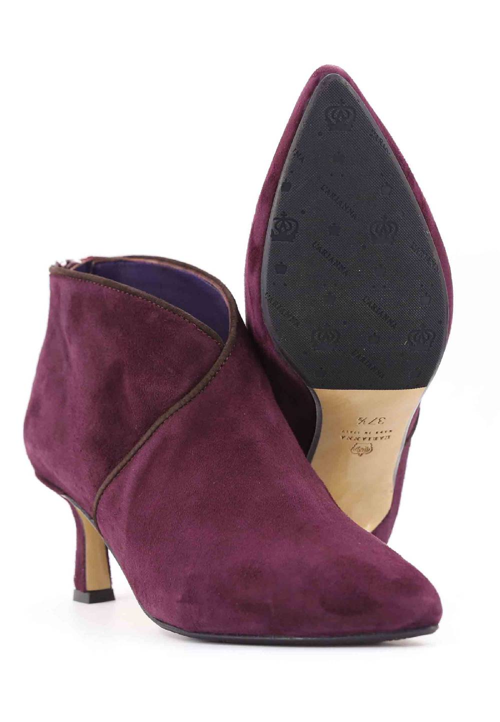 L'ARIANNA Stivaletti TR1662/RT In Camoscio Prugna Con Zip Posteriore