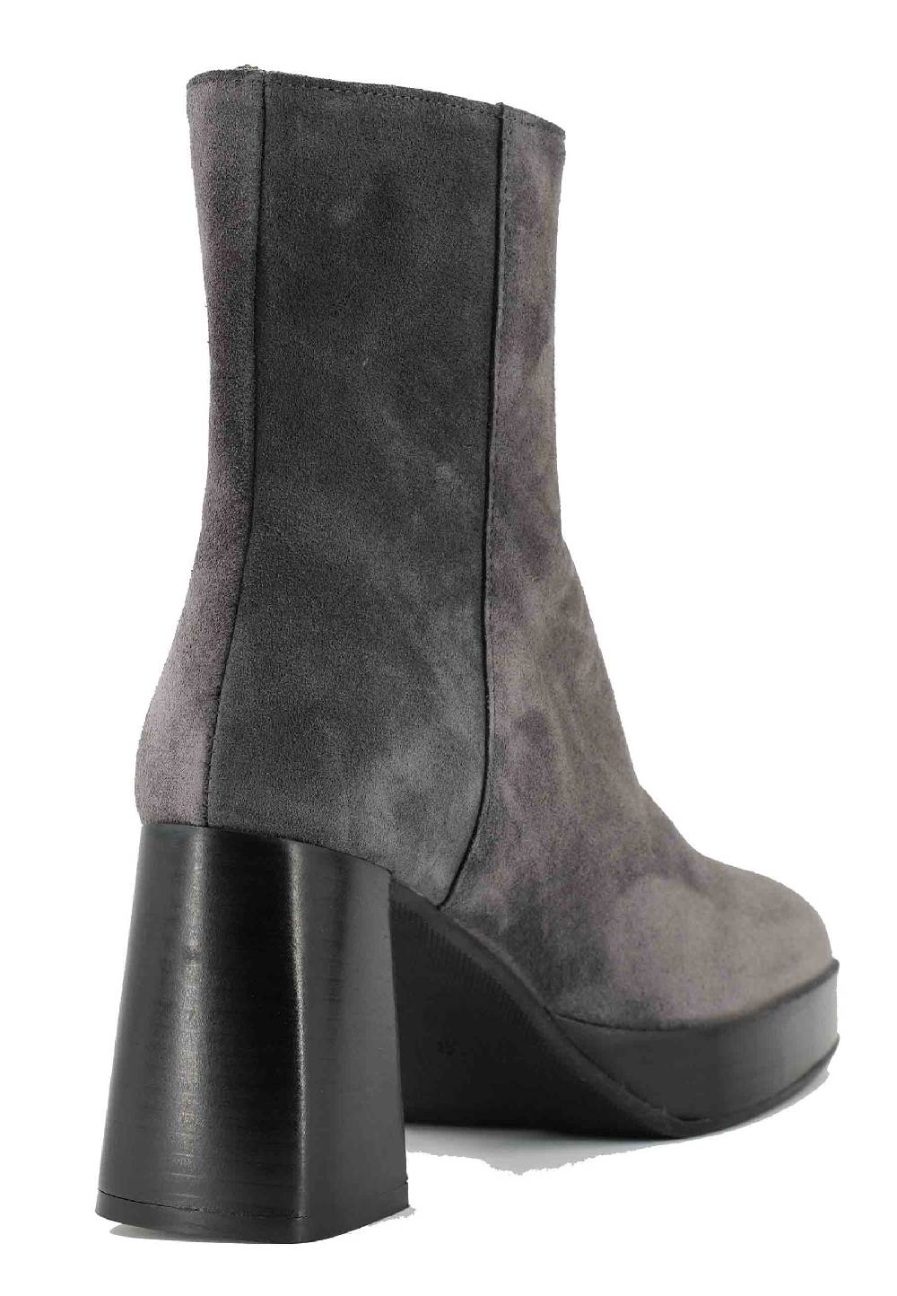 L'ARIANNA Stivaletti TR1665 In Camoscio Grigio Con Tacco Alto E Plateau Con Zip Esterna