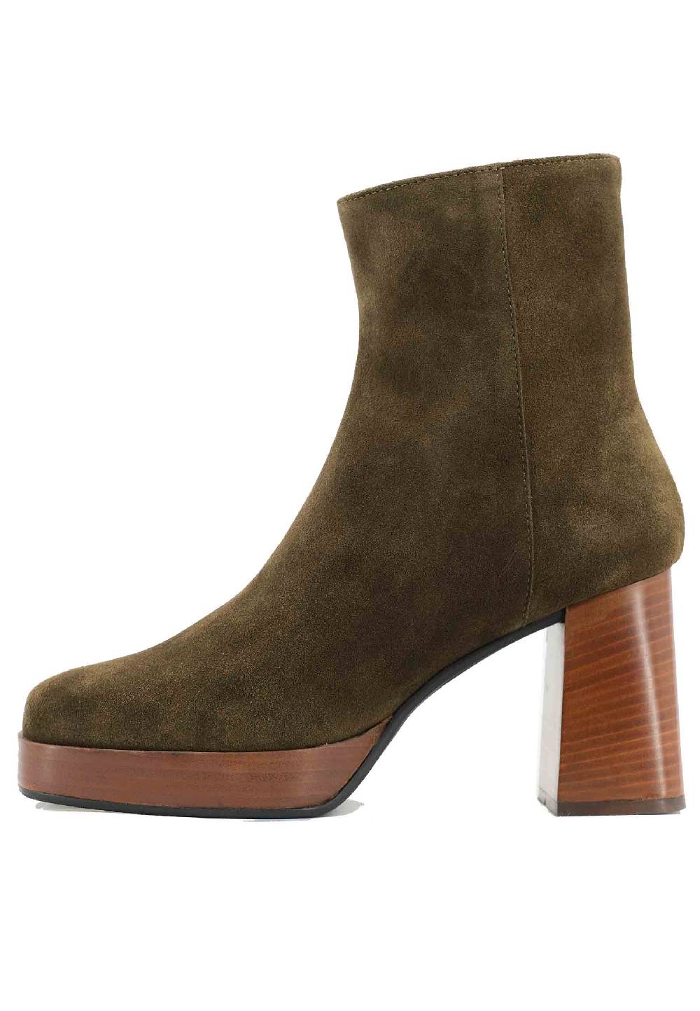 L'ARIANNA Stivaletti TR1665 In Camoscio Verde Con Tacco Alto E Plateau Con Zip Esterna